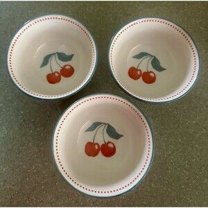 Eaton Fine Dining Cherry And Blue Ceramic Mini Bowls Set Of 3